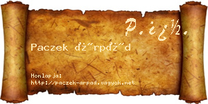 Paczek Árpád névjegykártya